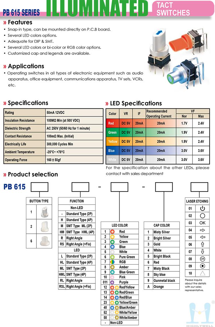 海立hihghly 按鍵開關PB615