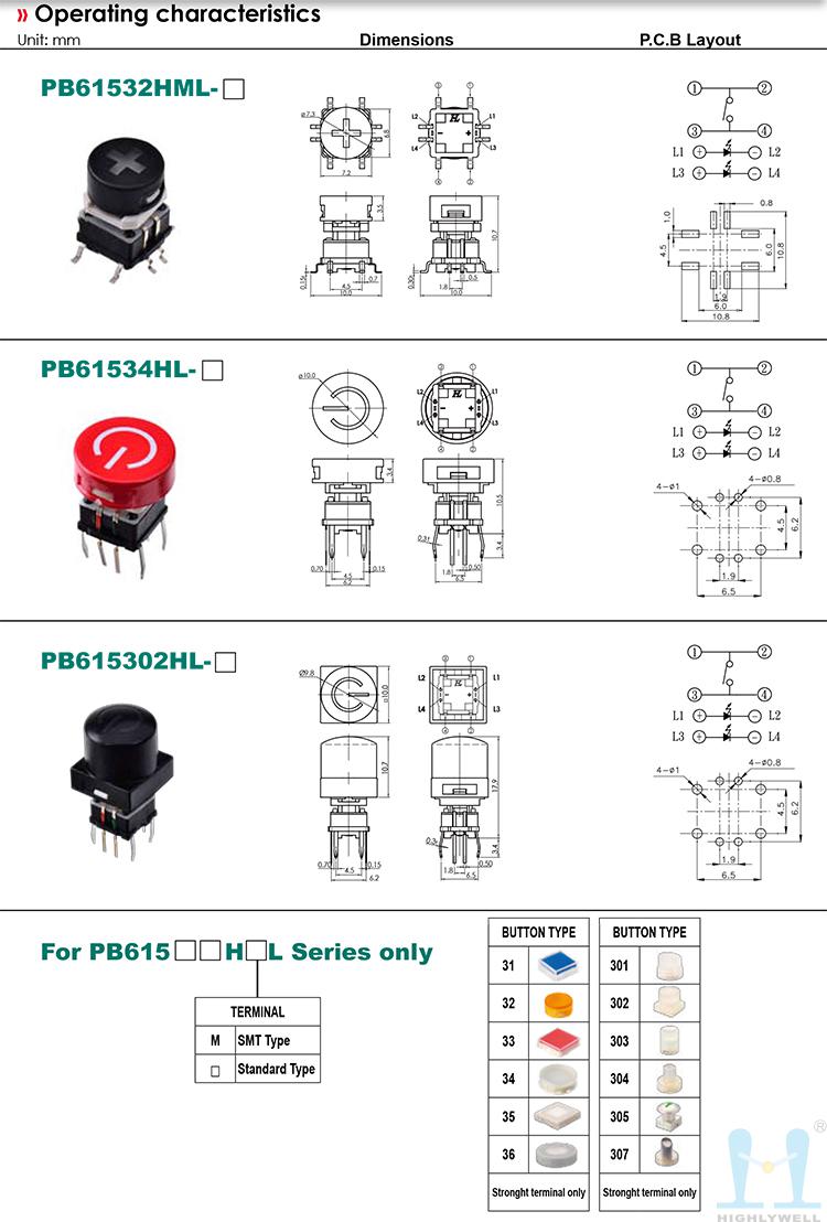 海立hihghly 按鍵開關PB615